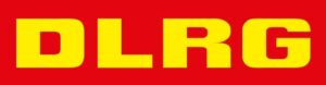 Logo des DLRG mit der Aufschrift DLRG in gelben Großbuchstaben und rotem Hintergrund